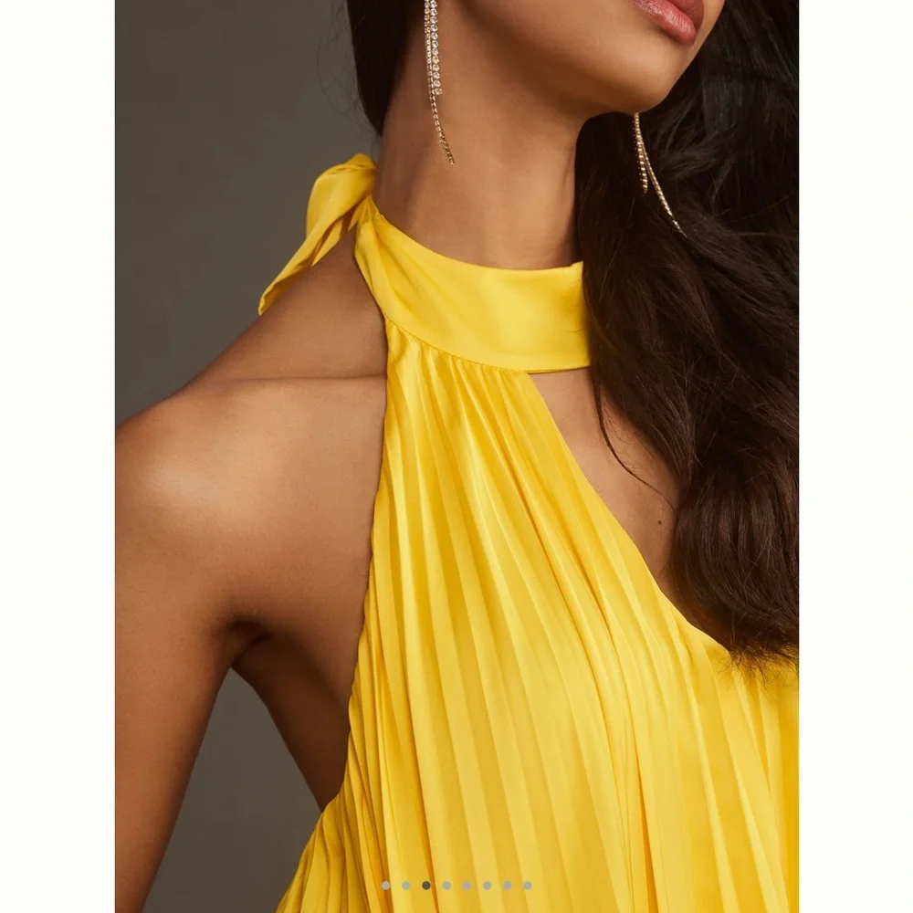 Hutch Pleated Halter Maxi Dress Anthropologie - Picture 4 of 15